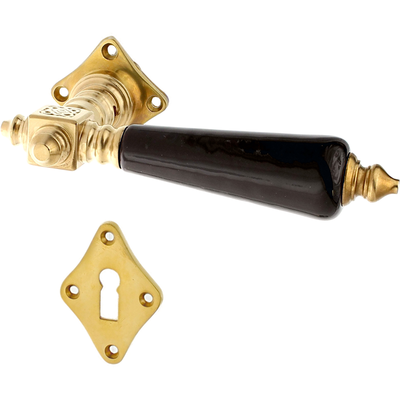 Zimmertürbeschlag Jugendstil patiniert | ergonomische Form in matt gold