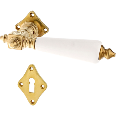 Zimmertürbeschlag aus Messing - Jugendstil - quadratische Form | matt gold