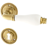 Zimmertürbeschlag patiniert aus Messing matt gold klassische Form