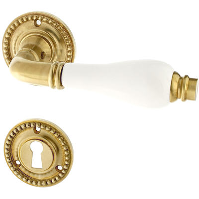 Zimmertürbeschlag patiniert aus Messing matt gold klassische Form