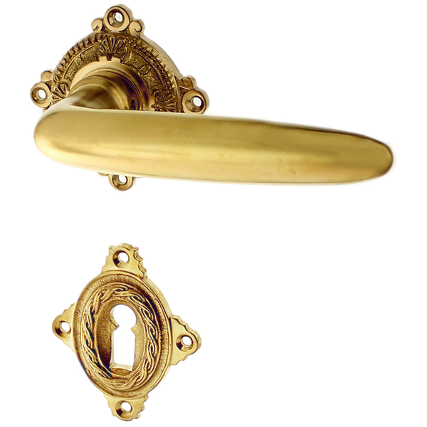 Gründerzeit Zimmertürbeschlag aus Messing - gerade Form