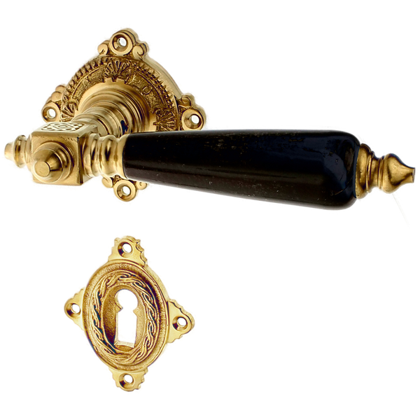 Zimmertürbeschlag aus Messing - Gründerzeit - elegantes Design