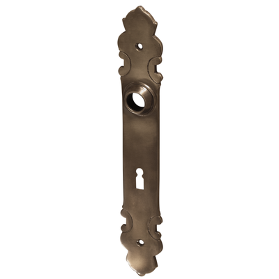 Innentürlangschild, antik, aus dunkel patiniertem Messing