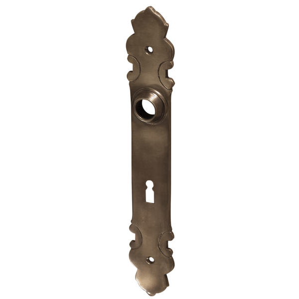 Innentürlangschild, antik, aus dunkel patiniertem Messing
