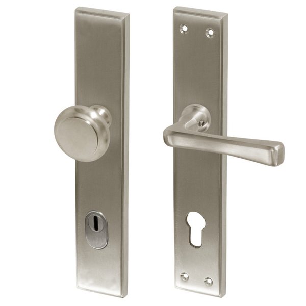 Antiker Haustürbeschlag Schutzbeschlag mit Knauf Wechselgarnitur Jugendstil | WG Modell Hartberg NM