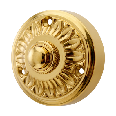 Jugendstil Klingel Messing poliert | Klingelplatte mit Klingelknopf| Antik Klingel B9266