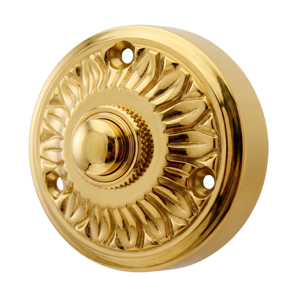 Jugendstil Klingel Messing poliert | Klingelplatte mit Klingelknopf| Antik Klingel B9266