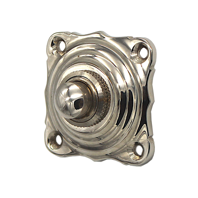 Jugendstil Klingel Hochglanz vernickelt | Klingelplatte mit Klingelknopf| Antik Klingel N9201