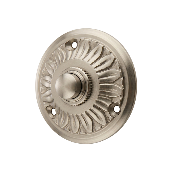 Gründerzeit Klingel Nickel matt gebürstet | Klingelplatte mit Klingelknopf| Antik Klingel NM9261 