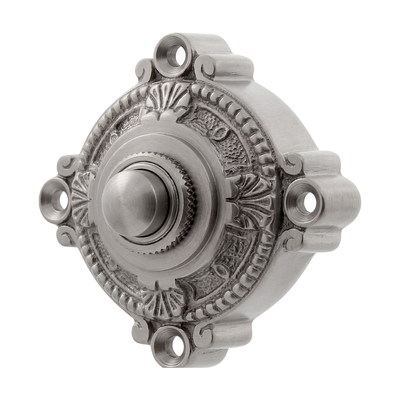 Gründerzeit Klingel Nickel matt gebürstet| Klingelplatte mit Klingelknopf| Antik Klingel NM9716 Aufputz