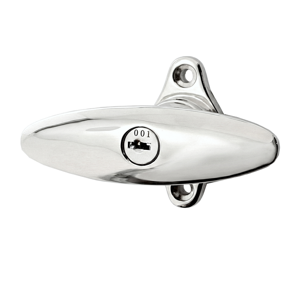 Abschließbare Vollolive aus Messing vernickelt, hochglanz poliert silber ergonomische Form