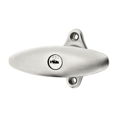 Jugendstil Abschließbare Vollolive aus Messing geometrische Form silber matt