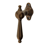 Fensterbeschlag aus Messing dunkel patiniert, braun, gerade Form..