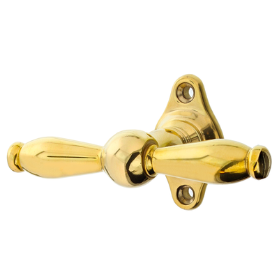 Fensterbeschlag aus Messing poliert, gold, schlanke Form..