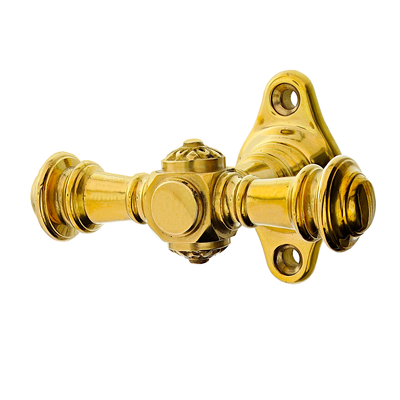 Fenstergriff alt | Fensterrosette Gründerzeit | Messing poliert, wie Gold | Modell "Chemnitz" | Ventano