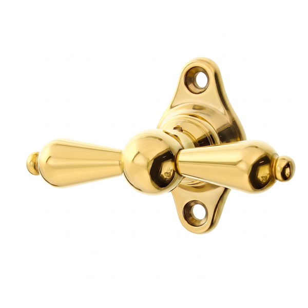 Fensterbeschlag Biedermeier aus Messing fließende Linien gold
