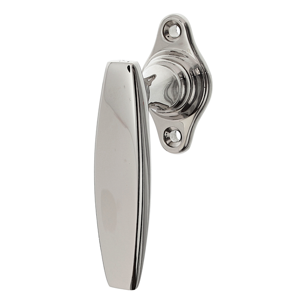 Bauhaus Fenstergriff | Halbolive antik | Messing, vernickelt und poliert | Modell "Siemensstadt N" | Ventano | Silber