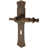 Antiker-Tuerdruecker-Langschildgarnitur-Zimmertueren-Jugendstil-Rattenberg-Messing-antik