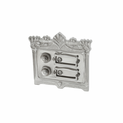 Jugendstil Klingelplatte Messing vernickelt, poliert | Klingel antik mit Platte und Klingelknopf | Klingel N9302