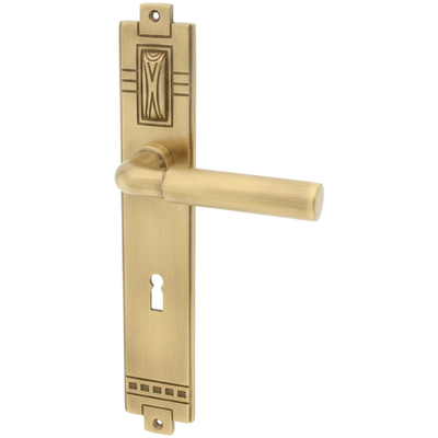 Zimmertürbeschlag patiniert aus Messing matt gold schlichtes Design