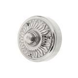 Gründerzeit Klingel Nickel hochglanz | Klingelplatte mit Klingelknopf| Antik Klingel N9266 Aufputz