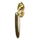 Fensterbeschlag aus Messing poliert, gold, schlichtes Design..