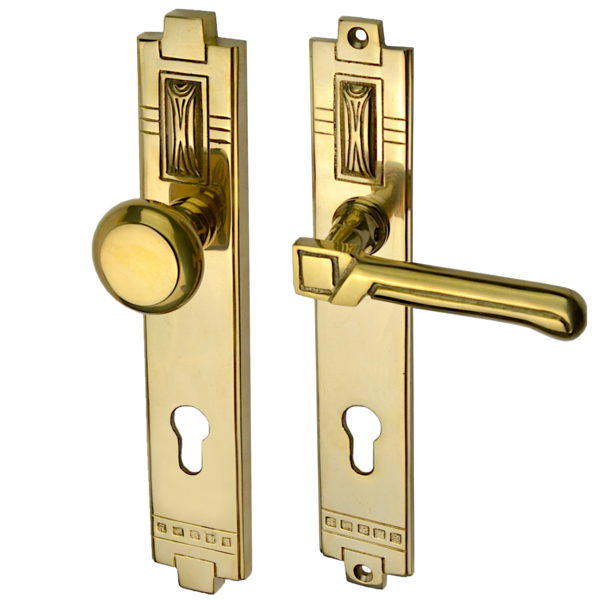 Schutzbeschlag | Antiker Sicherheitsbeschlag | Jugendstil | Ziehschutz Zylinderabdeckung | Historischer Türbeschlag