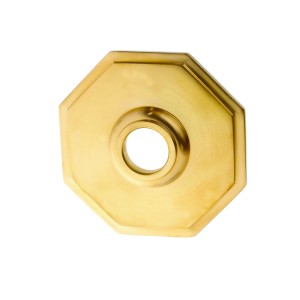Drückerlochrosette patiniert aus Messing matt gold schlichtes Design