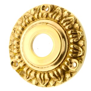 Türdrückerrosette aus Messing Gründerzeit außergewöhnliche Form gold