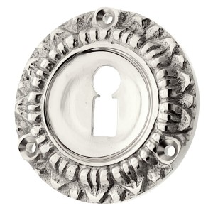 Schlüssellochrosette aus Messing Gründerzeit außergewöhnliche Form silber