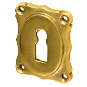 Schlüssellochrosette Messing poliert gold rechteckige Form