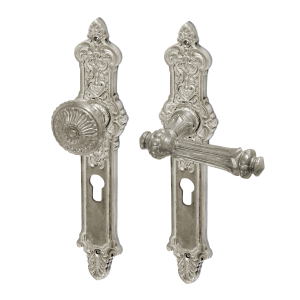 Türbeschlag nickel matt Messing mit Knauf antik - Gründerzeit - WG