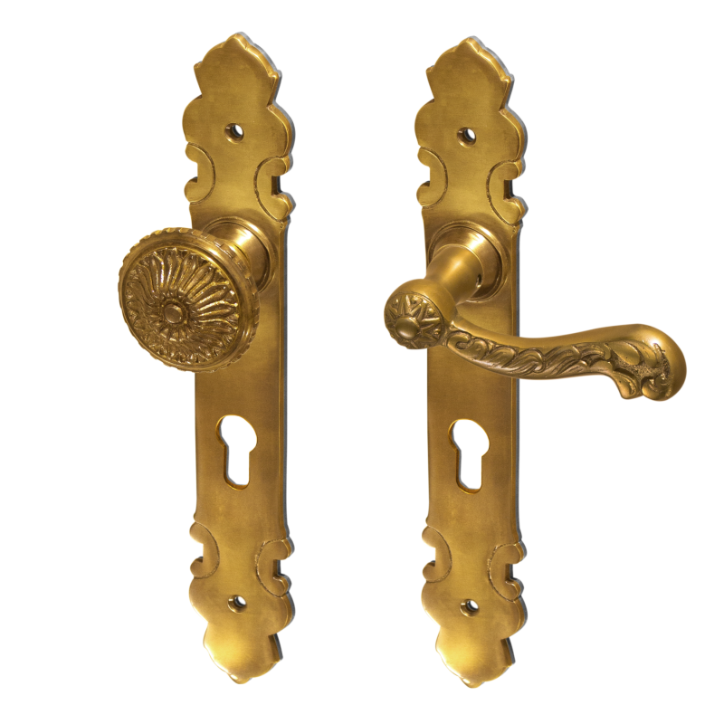 Haustuerbeschlag mit Knauf und Drücker antik - WG Modell "Meerbusch"