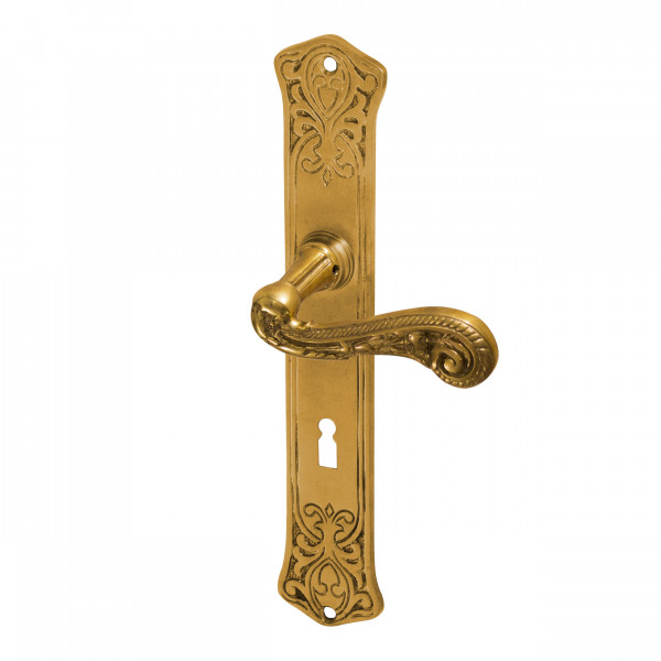 Geschenknet Antik Messing Tür Griffe Türgriffe Langschild PZ 72 Jugendstil S6-4P 