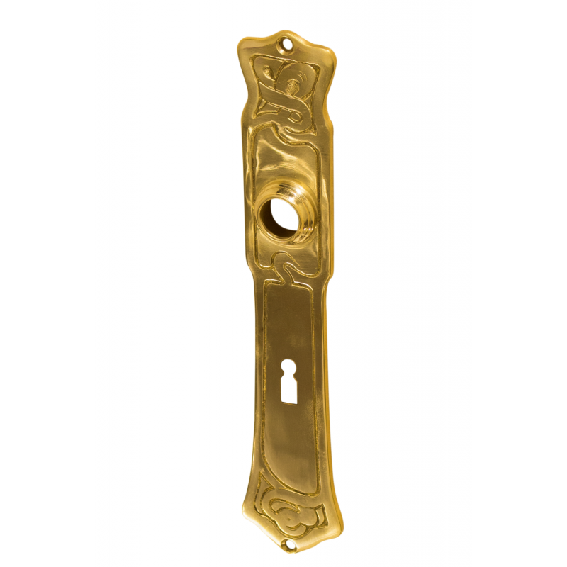 Prunkgriffe Messing Tür BB 72 Griffe Türgriffe Langschild Jugendstil  S24-1A 