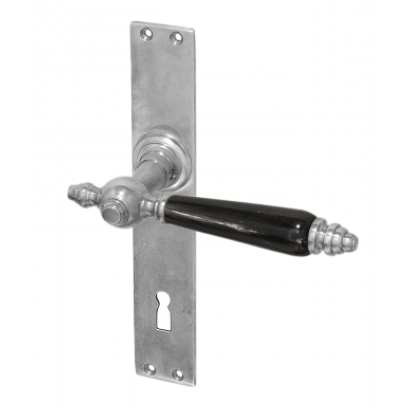 Drückergarnitur Jugendstil antik | Türklinken Messing vernickelt matt