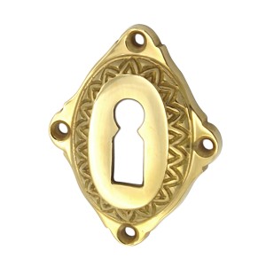 Schlüssellochrosette Messing Gründerzeit rautenförmiges Design gold